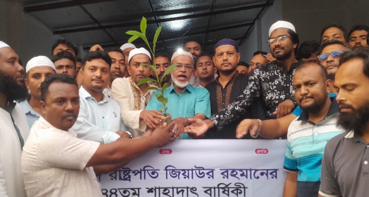 জিয়াউর রহমানের শাহাদাতবার্ষিকী উপলক্ষে পৌর স্বেচ্ছাসেবক দলের বৃক্ষরোপণ কর্মসূচি পালন